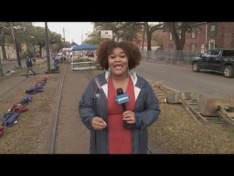 Parade-goers set up for parades