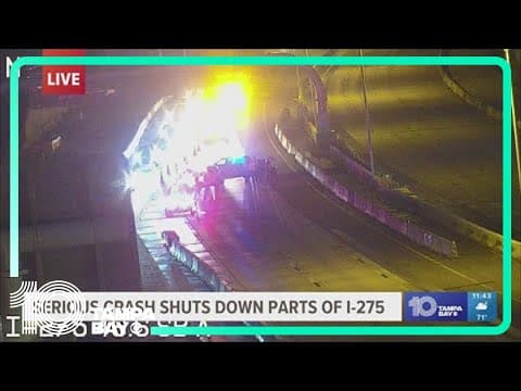 Multiple parts of I-275 in Tampa closed after crash involving serious injuries, police say