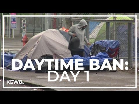 Homeless people in downtown Portland anxiously await new camping ban