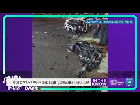 Police: Motorcyclist runs red light, crashes into unmarked Clearwater police car