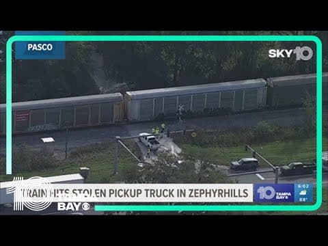 Train crashes into stolen truck in Pasco County