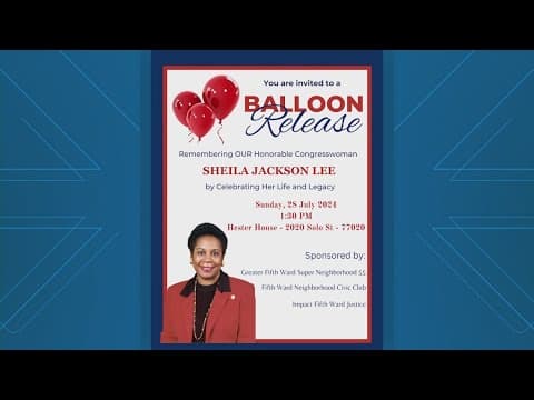 Community to release balloons for the late Rep. Sheila Jackson Lee