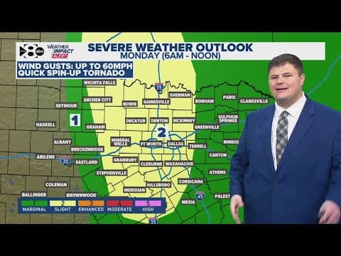 DFW Weather: Potential for severe weather Monday morning
