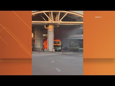 BWI Airport shuttle bus catches fire