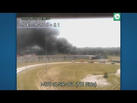 Police: Tanker truck overturns on I-270 in northeast Columbus causing large fire; several lanes clos