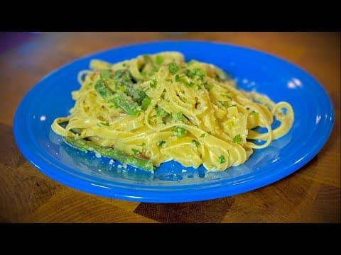 Fettuccine Carbonara with Asparagus Recipe | Cooking with Styles