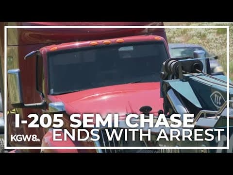 Suspect in stolen semi tractor arrested after police chase ends with standoff on freeway