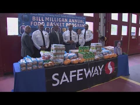 Public safety agencies in Prince George's County handed out 2,000 food baskets to families