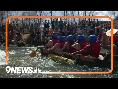 Colorado School of Mines students race in boats made of cardboard