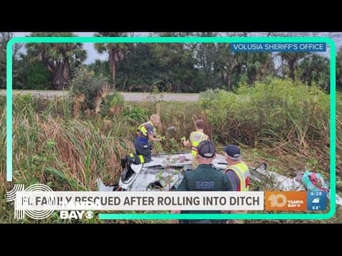 Florida family rescued on Christmas after car rolls into ditch