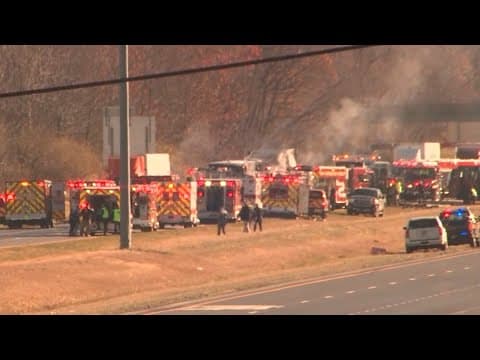 Fiery crash shuts down Interstate 70 in Licking County