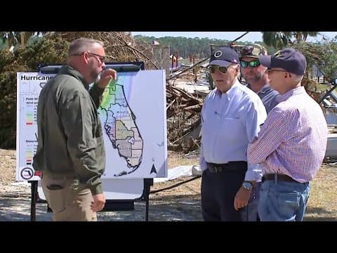 Joe Biden visits Florida beach to survey damage from Hurricane Helene