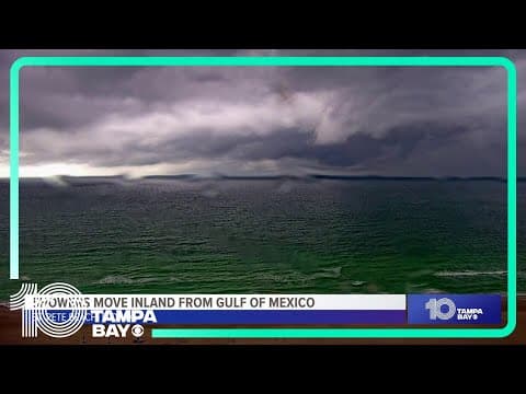 Showers move inland from the Gulf of Mexico