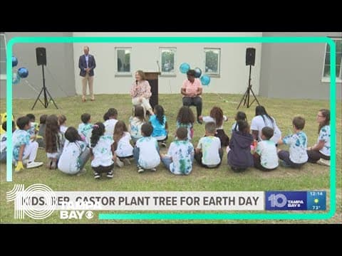Children, Rep. Kathy Castor plants tree for Earth Day