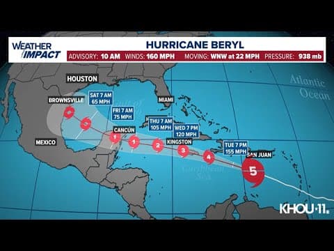 Watch Live: Meteorologist Kim Castro has a new track and models for Cat. 5 Hurricane Beryl