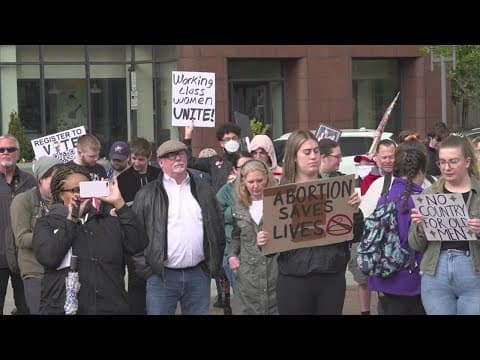 Abortion rights activists protest at Ohio Statehouse