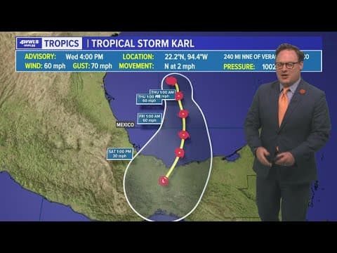 Eye on Tropics: Karl in southern Gulf, will begin moving south