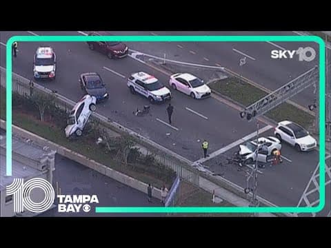 Car flips over fence in crash along Busch Boulevard in Tampa