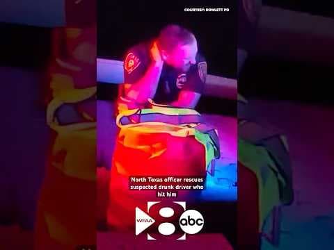 After getting hit by a suspected drunk driver, a Rowlett PD officer rescued the man who hit him.
