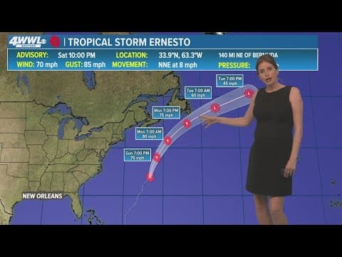 Saturday 10pm Tropical Update: Ernesto weakens to a tropical storm