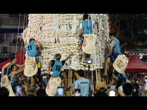 Crowds flock to celebrate the century-old Bun Festival in Hong Kong