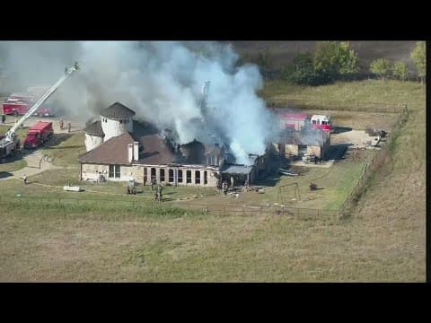 Heavy fire burning at a mansion in Collin County