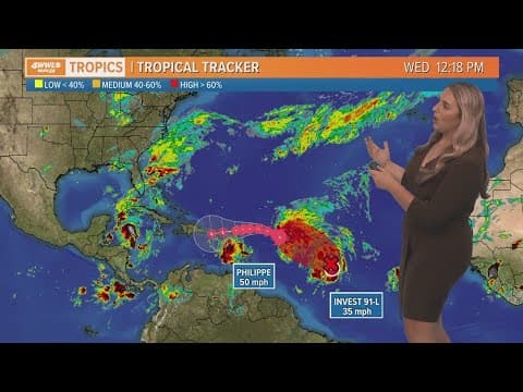 Wednesday noon tropical update: Tropical Storm Philippe and Invest 91 in the Atlantic Ocean