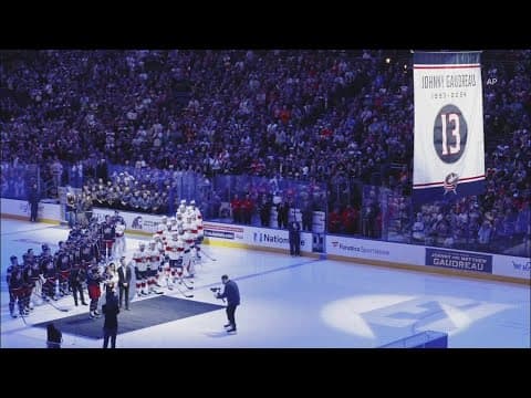 Blue Jackets, Calgary Flames come together to remember Gaudreau brothers before game