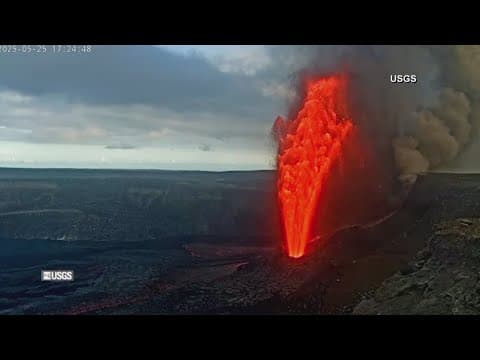 Hawaii's Kilauea volcano sends a fountain of lava into the sky