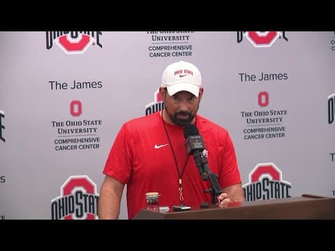 Ryan Day speaks after Ohio State's first practice of fall camp