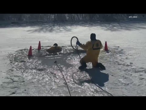 Firefighters train for ice rescues
