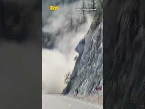 Rockslide along Highway 971 near Chelan caught on camera