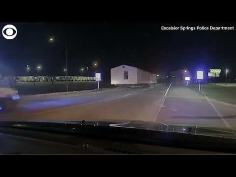Dashcam video shows police chase of truck pulling a mobile home
