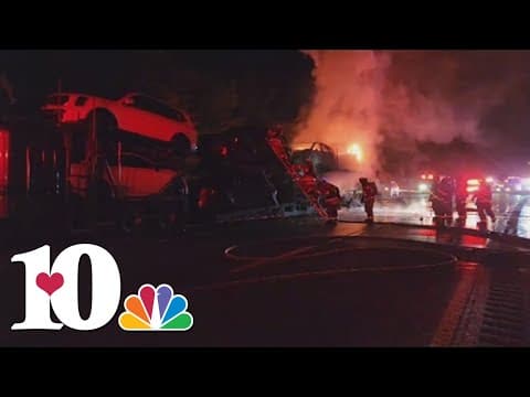 Rural Metro: Semi-truck carrying other cars catches fire on I-75 North