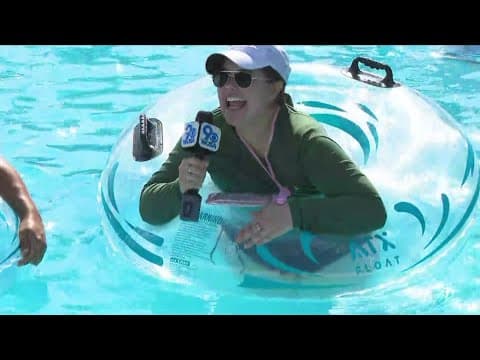 WUSA9 Meteorologist Makayla Lucero hits the wave pool on live TV to beat the heat