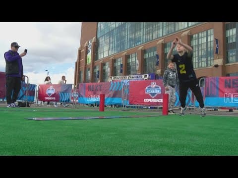 Family visits NFL Combine Fan Experience to support IU football player