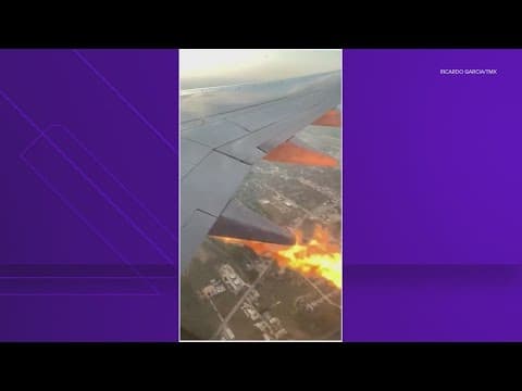 Flames shoot from Southwest Airlines jet from Houston to Cancun