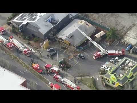 Aerials: Crews battle fire at Seattle dog daycare