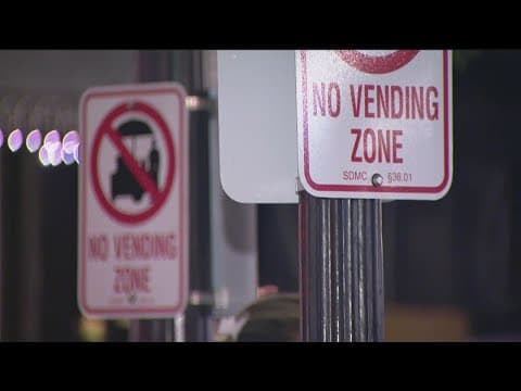 Police crackdown on street vending in Downtown San Diego after a hot dog vendor stabbed someone