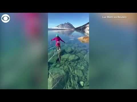 Ice window forms in Alaska lake