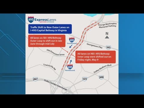 I-495 southbound lane shift delayed by weather expected to begin July 23