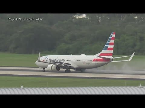 American Airlines plane blows tire before takeoff, fire sparked