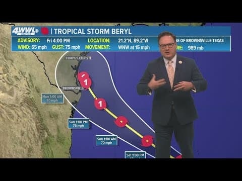 Tropical Update: Beryl expected to strengthen in the Gulf
