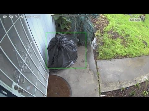 Porch pirate hides in trash bag while stealing package in California
