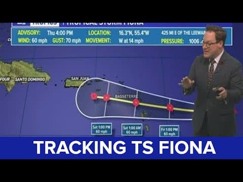 Thursday evening tropical update: Tropical Storm Fiona continues west