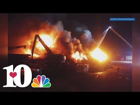 Officials working to find cause of large fire at Green County scrap yard