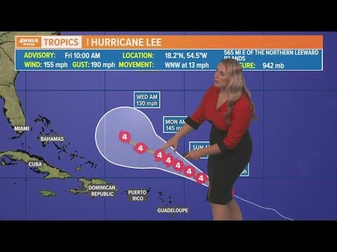 Noon tropical update: Hurricane Lee now just shy of Category 5 strength