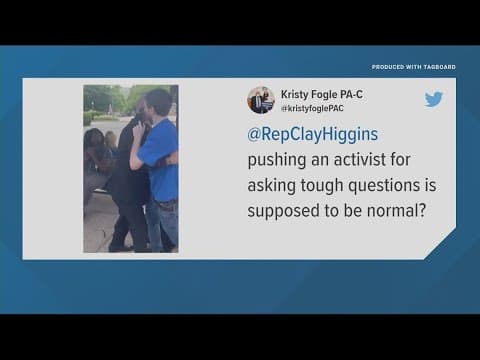 Louisiana Congressman Clay Higgins caught on video pushing activist