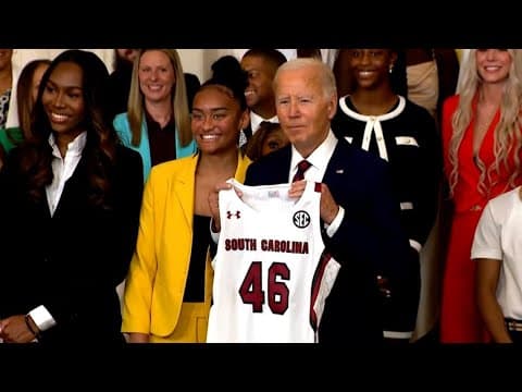 South Carolina women's basketball championship team visits President Joe Biden at the White House
