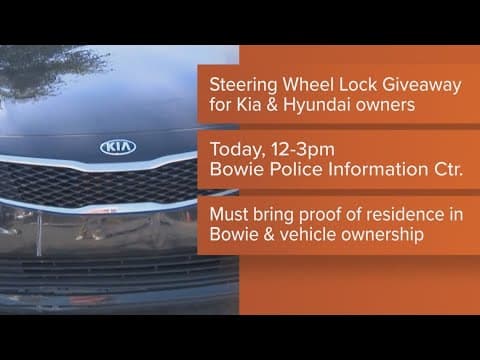 Bowie Police hand out steering wheel locks to Kia, Hyundai owners